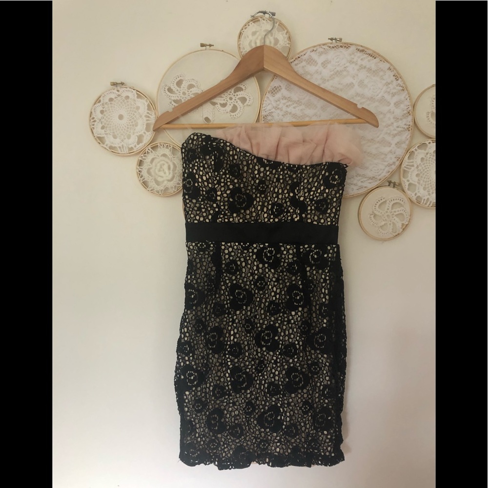 Black lace and nude dress small
